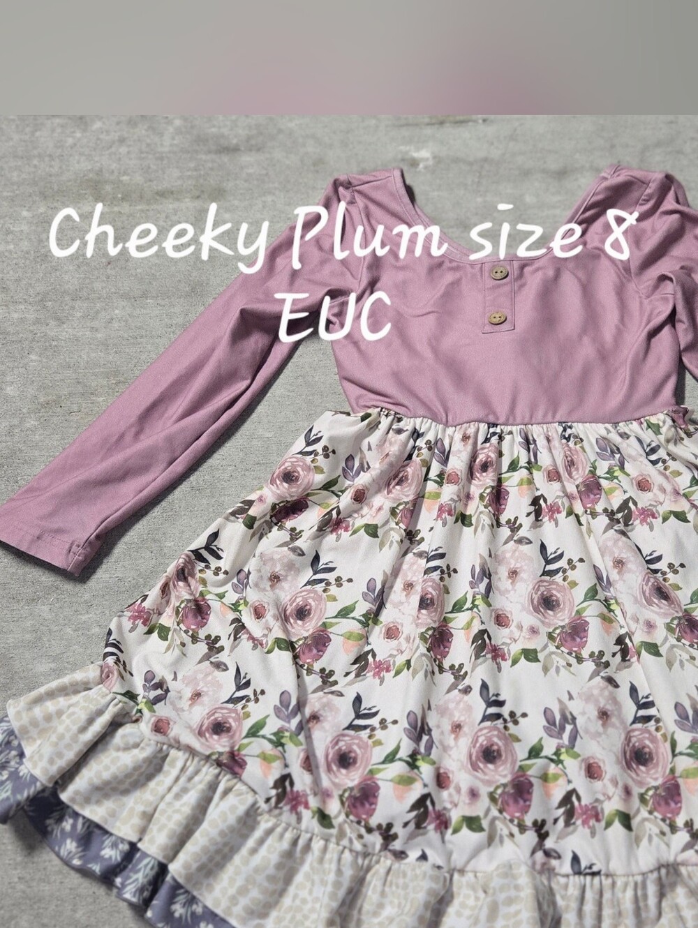 cheeky plum White Top with Mauve Trim Girls Size 8